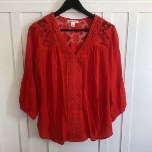 JohnPaulRichard Crocheted & Embroidered Oversized Cottage Boho Blouse Sz Small